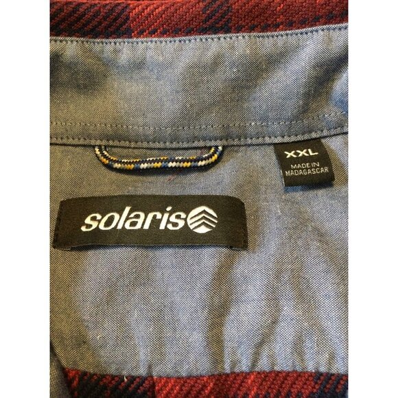 NWT Solaris Men's Plaid Button Up Shirt Long Sleeve Collared Flap Pocket SZ XXL - Picture 4 of 6